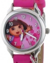 Nickelodeon Kids' DTE841 Dora pink pattern strap analogue Watch