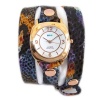 La Mer Collections - Simple Purple Butterfly Print Odyssey Leather Wrap Watch