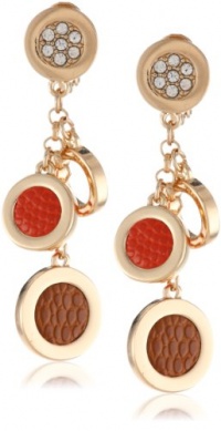 Anne Klein Dalton Gold-Tone Multi-Colored Leather Drop Earrings