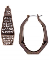 Chocolate treat. These hoop earrings from Vince Camuto, crafted from chocolate tone mixed metal, feature glass accents on a geometric silhouette. Approximate diameter: 1-1/4 inches.