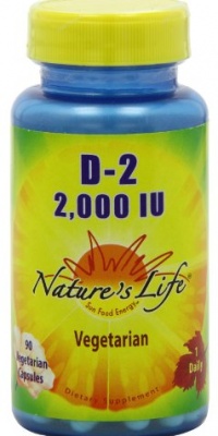 Nature's Life D-2 Veg Capsules, Ergocalciferol, 2000 IU, 90 Count