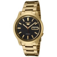 Seiko Men's SNK796 Seiko 5 Automatic Black Dial Gold-Tone Stainless Steel Watch