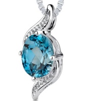 1.50 cts Oval Cut London Blue Topaz Pendant in Sterling Silver Rhodium Nickel Finish