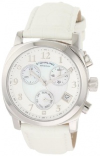 Stuhrling Original Women's 246.1115P7 Vogue Audrey Fiorenza Swiss Quartz Chronograph Swarovski Crystal Mother-Of-Pearl Day and Date White Watch