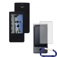 Gizmo Dorks Silicone Case Cover (Black) and Screen Protector with Carabiner Key Chain for the Sony Bloggie Touch Camera