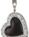 VINANI brand Germany 925 Sterling Silver Charm Pendant Heart Onyx black Zirconia Ribbon white HHOY