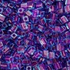 Miyuki 4mm Glass Cube Beads Purple Lined Blue #2651 10 Grams