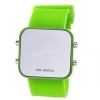 Green Exquisite Appearance Digital LED Mirror Watch with Soft Rubber Material