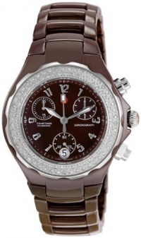 Michele Women's MWW12A000011 Tahitian Diamond Ceramic Chocolate Chronograph Watch