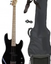 Full Size Electric Bass Guitar Starter Beginner Pack with Amp Case Strap Black Package