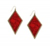 RACHEL Rachel Roy Earrings, Gold-Tone Diamond-Shaped Red Marbled Stone Drop Earrings