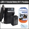 Battery And Charger Kit For Panasonic Lumix DMC-FZ60 DMC-FZ60K DMC-FZ100 DMC-FZ40 DMC-FZ47 DMC-FZ150 DMC-FZ150K Digital Camera Includes Extended Replacement DMW-BMB9 Rechargeable Lithium-Ion Battery (1200Mah) (with Info-Chip!) + Ac/Dc Travel Charger +MORE