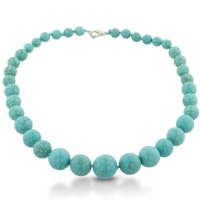 Graduated Hand Knotted Turquoise Beaded Necklace, 18 Inches