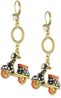 Betsey Johnson 60's Mod  Polka Dot Scooter Drop Earrings