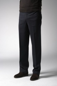 Knightsbridge Comfort Wool Men's Dress Pants, Expandable Waist - Flat Front