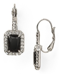 Work pared down elegance into your look with these Carolee earrings. They feature emerald-cut jet stone drops, which come set in striking silver plate.