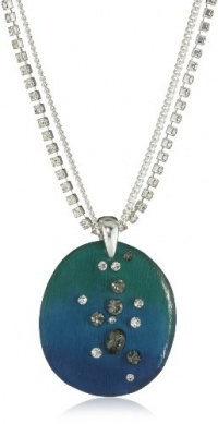 Kenneth Cole New York Modern Ombre Blue Green Ombre Resin Oval Pendant Necklace