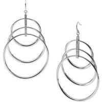 Michael Kors Pave Crystal Multi Hoop Ring Orbit Drop Earrings - Silver