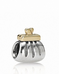 A vintage-style clutch in sterling silver and 14K gold adds retro appeal to your PANDORA charm collection.