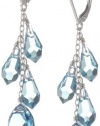 Sterling Silver Swarovski Elements Aquamarine Colored Multi-Teardrop and Briolette Earrings