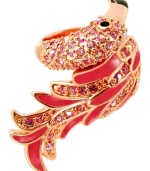 Keep it hot in this Floridian-inspired Flamingo ring by GUESS. Accented with light rose glass and epoxy, this pink bling will make a sizzling statement. Set in gold-plated mixed metal. Size 8.