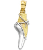 On pointe! This charming ballerina shoe charm is crafted from polished 14k gold and sterling silver. Chain not included. Approximate length: 1 inch. Approximate width: 1/5 inch.