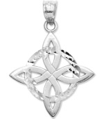 Symbolic for spirit, mind and body, this polished and diamond-cut Trinity charm makes the perfect Celtic gift. Crafted in 14k white gold. Chain not included. Approximate length: 1-1/5 inches. Approximate width: 9/10 inch.