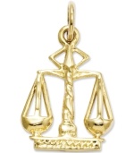 The perfect gift for the aspiring lawyer or judge, this symbolic scales of justice charm is crafted in polished 14k gold. Chain not included. Approximate length: 4/5 inch. Approximate width: 1/2 inch.