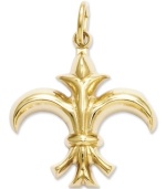 Royal roots. Add this iconic symbol of France for a dignified look. 14k gold charm features a petite Fleur de Lis. Chain not included. Approximate length: 1 inch. Approximate width: 4/5 inch.