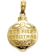 The perfect gift for the family celebrating their first Christmas, this symbolic ornament charm is crafted in 14k gold. Chain not included. Approximate length: 4/5 inch. Approximate width: 1/2 inch.