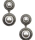 Business formal or special occasion? You be the judge. Givenchy's dramatic drop earrings transition from day to night with shimmering plastic pearls and black glass accents. Set in hematite tone mixed metal. Approximate drop: 1-5/8 inches.