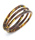 This style isn't just for sunglasses anymore. Trendy tortoise resin creates a cool, summery vibe on this 3 bangle set from Lauren by Ralph Lauren. Approximate diameter: 2-1/4 inches.