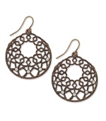 Beautifully breathtaking. These bronze drop earrings from Style&co. feature an intricate open design and crystal glass stone accents. Approximate drop: 1-1/2 inches.