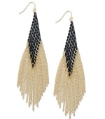 Tasteful in two-tone. INC International Concepts' chic drop earrings dust your shoulders with a multi-chain design in black tone and gold plating. Set in 14k gold-plated mixed metal. Approximate drop: 5 inches.