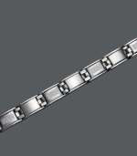 Who says that diamonds are just a girl's best friend? This bracelet combines edginess with a little flair. Bracelet crafted in stainless steel with round-cut diamond (3/4 ct. t.w.). Approximate length: 8-1/2 inches.