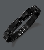 Get on the dark side of style. This versatile men's bracelet complements any look and features a black ion-plated bangle bracelet. Approximate diameter: 3 inches.