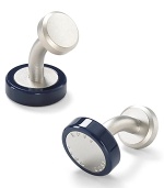 With engraved stainless steel insets and colorful enamel trim, these round cufflinks elevate a basic to stylish.