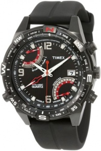 Timex Men's T49865 Intelligent Quartz Fly Back Chrono Compass Black Silicone Strap Watch