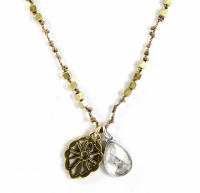 Lucky Brand Necklace, Gold- and Silver-Tone Glass Double Charm Necklace