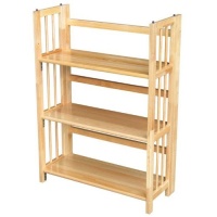 Yu Shan 3 Shelf Folding Stackable Bookcase, Natural