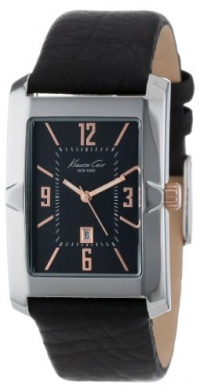 Kenneth Cole New York Men's KC1935 Classics Tank Analog 3 Hand Date Dimensional Bezel Strap Watch