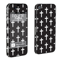 Apple iPhone 4 or 4s Full Body Vinyl Decal Sticker Skin Black Cross By Skinguardz