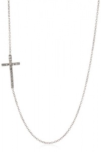 KC Designs Faithfully Yours 14k White Gold and Diamond Side Cross Pendant Necklace, 18