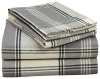 Pinzon 160-Gram Yarn-Dyed Flannel Queen Sheet Set, Grey Plaid