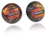 Sterling Silver Dichroic Glass Warm Colors Pattern on Black Stud Earrings