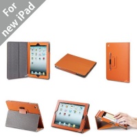 Acase iPad 3 Case - The New iPad 3rd Generation Premium Micro Fiber Leather Case and Flip Stand with Stylus Holder - 100% Support Sleep & Awake (ORANGE)