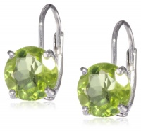 Sterling Silver 8mm Round Peridot Lever Back Earrings