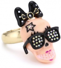 Betsey Johnson Film Noir Pink Skull Stretch Ring