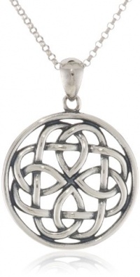 Sterling Silver Celtic Knot Round Pendant Necklace, 18