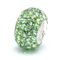 Bella Fascini Peridot Green Pave Sparkle Bling - August Birthstone - Solid .925 Sterling Silver Core European Charm Bead Made with Authentic Swarovski Crystals - Compatible Brand Bracelets : Authentic Pandora, Chamilia, Moress, Troll, Ohm, Zable, Biagi, K